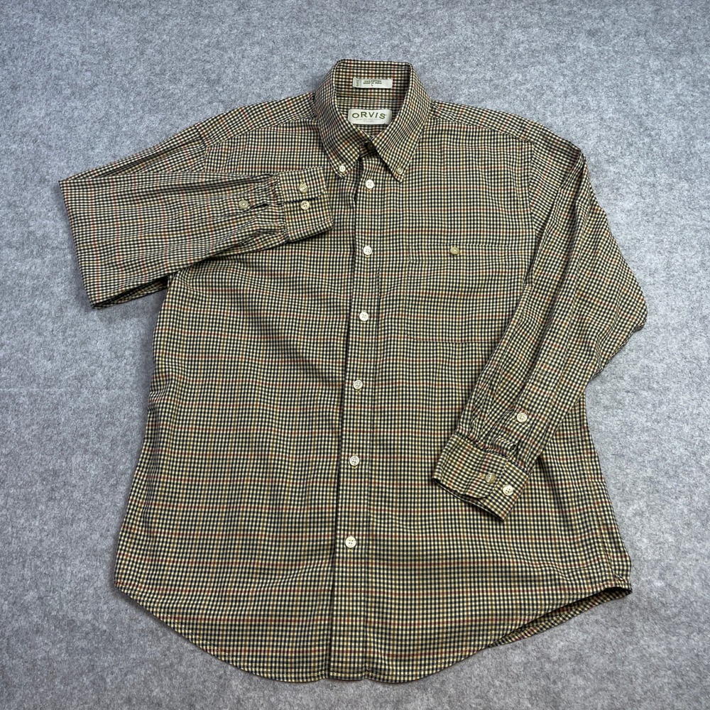 Orvis Sporting Traditions Mens Shirt L Multicolor Plaid Cotton Long Sleeve